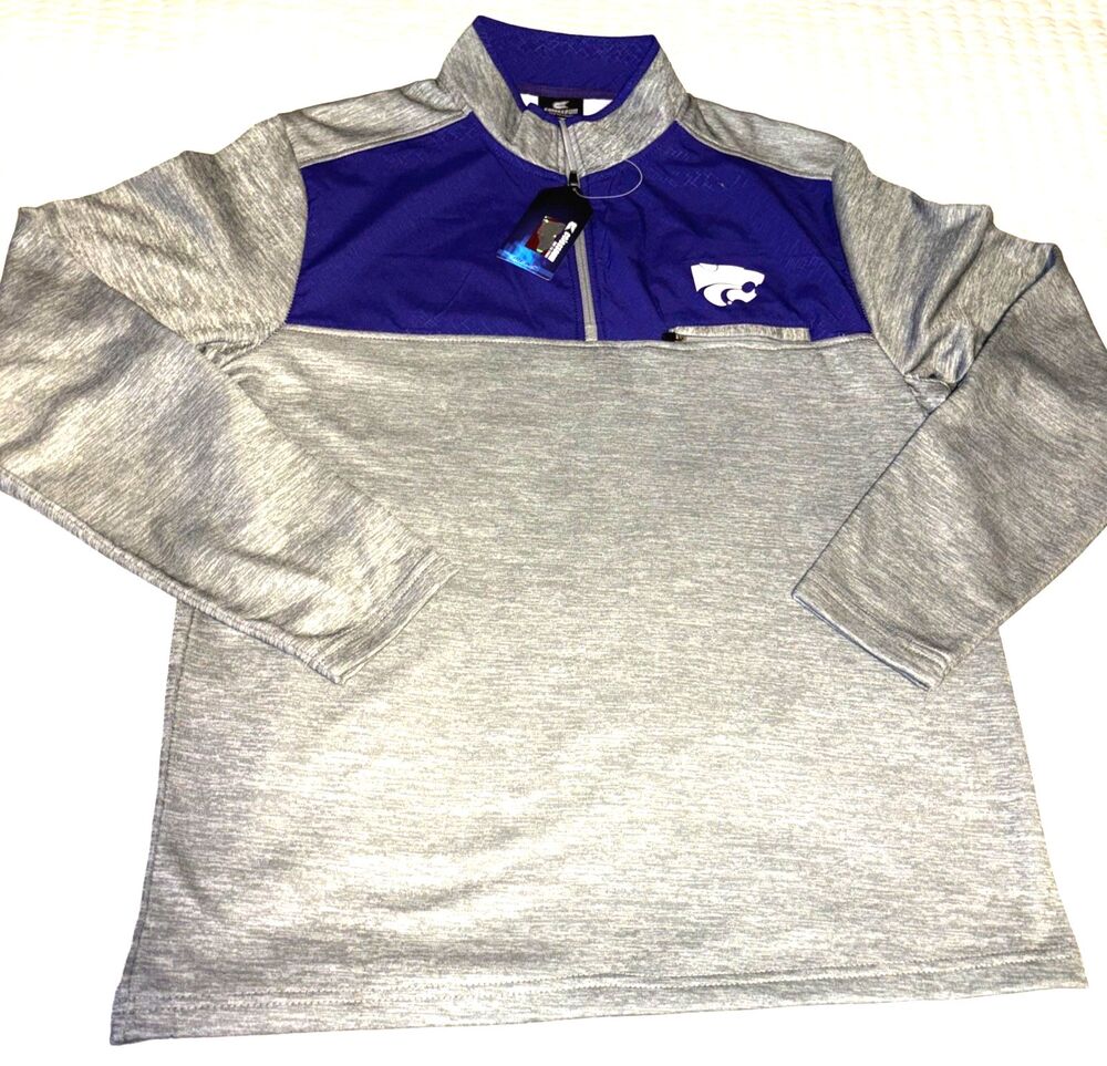 Kansas State University Wildcats Colosseum Purple/Gray 1/4 Zip Pullover Large
